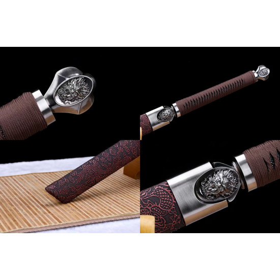China sword Handmade /functional/sharp/ 红龙纹/HH30