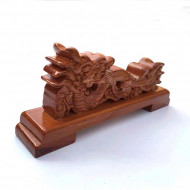 Single dragon play beads on both sides of the peachwood frame hollow carving Xianglong base wooden frame/单龙戏珠/ G2