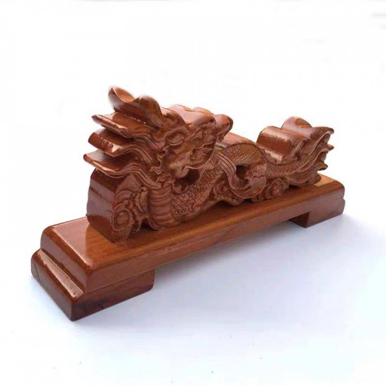 Single dragon play beads on both sides of the peachwood frame hollow carving Xianglong base wooden frame/单龙戏珠/ G2